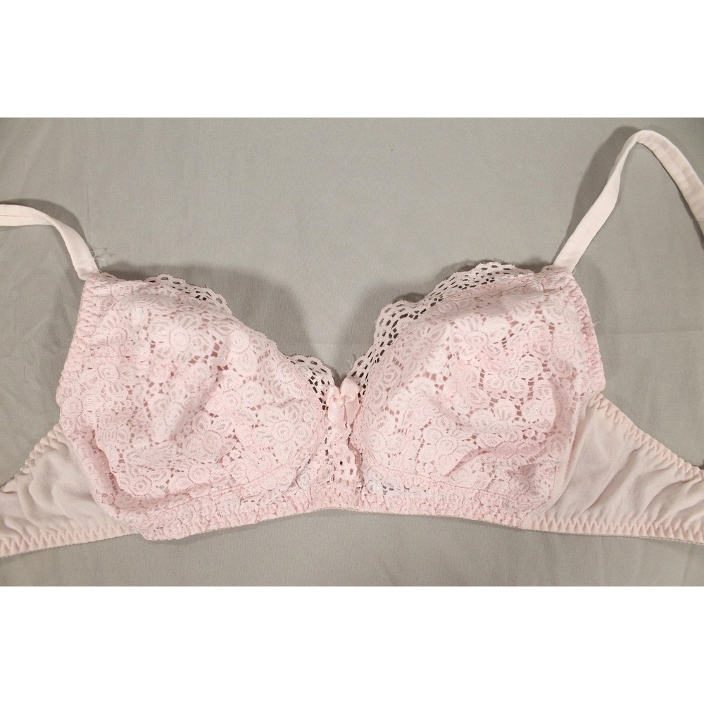 Vintage VANITY FAIR Light Pink LINED LACE Wireless FULL COVERAGE Bra Sz 34C